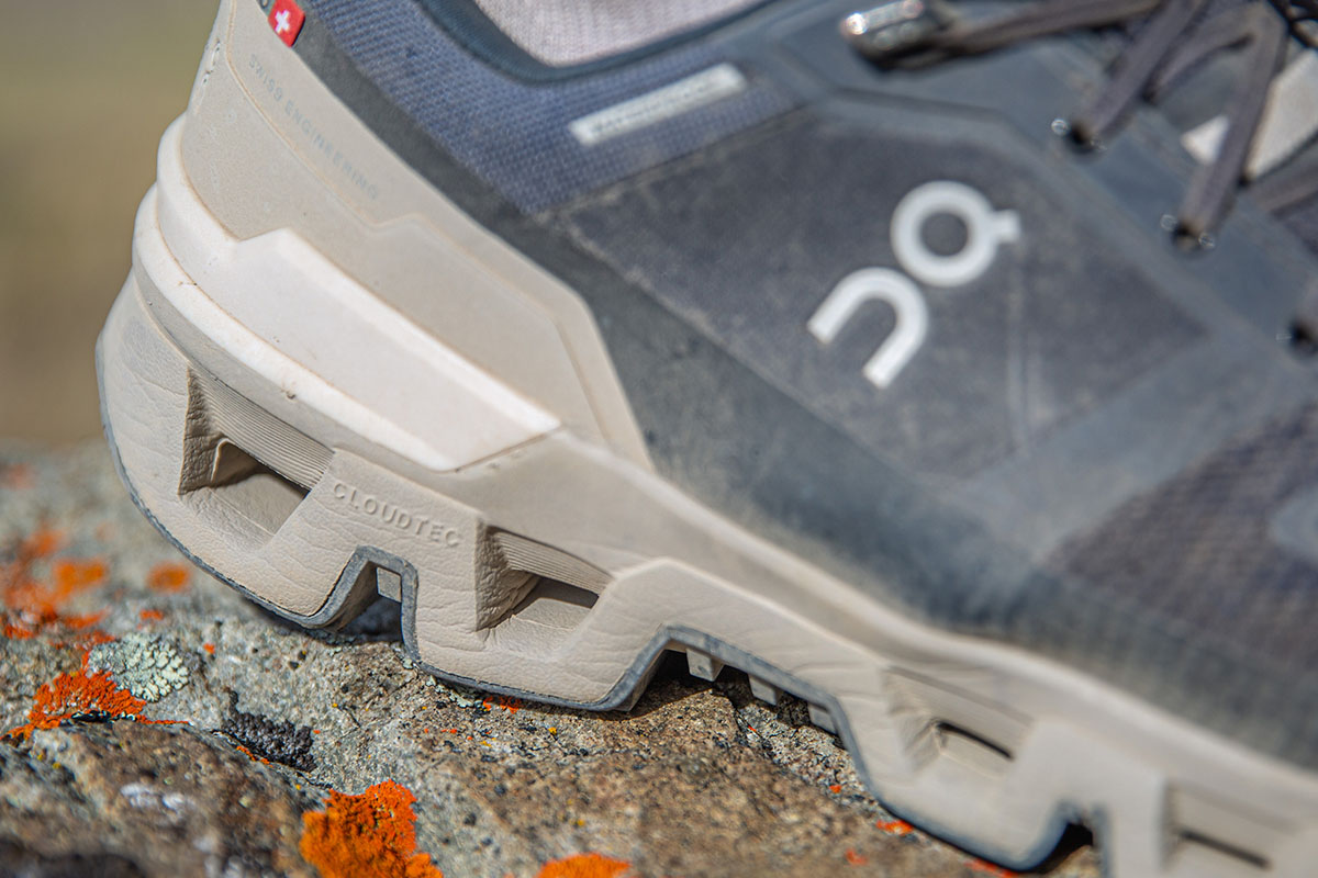 On Cloudwander Waterproof hiking shoes (CloudTec closeup)
